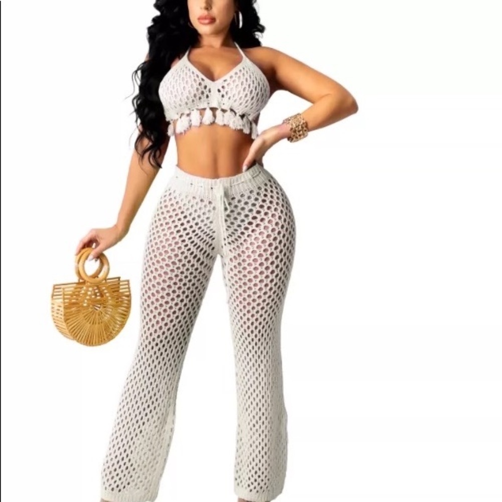 Summer sexy beach top+pant Fishnet Sz M